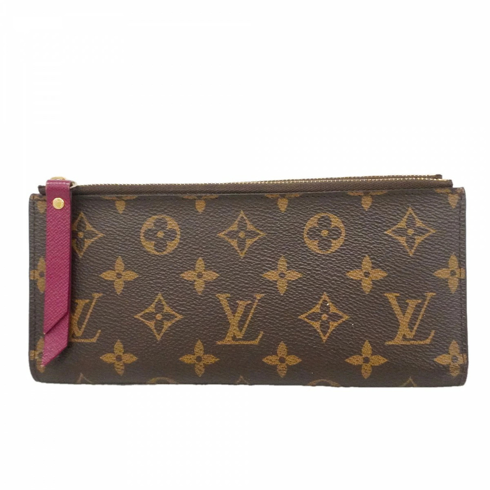 Louis Vuitton Long Wallet Monogram Portefeuille Adele Brown Fuschia Pink